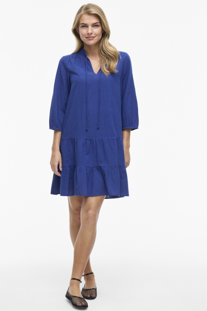 VIPETRA V-NECK 3/4 SHORT DRESS/TES 14109524 MAZARINE BLUE